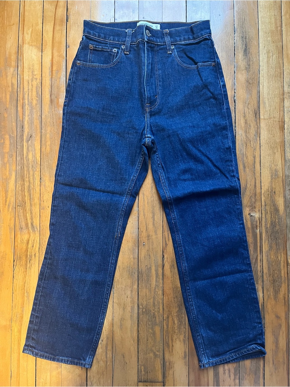 Abercombie & Fitch The Ankle Straight Ultra High-Rise Women's Dark Blue Jeans